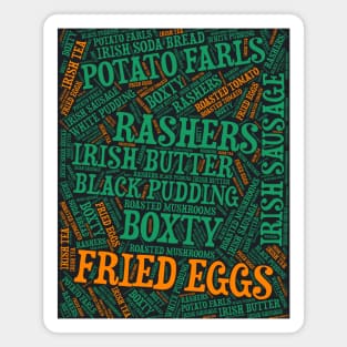 Irish Breakfast Foods Word Cloud Ireland Flag Colors Magnet